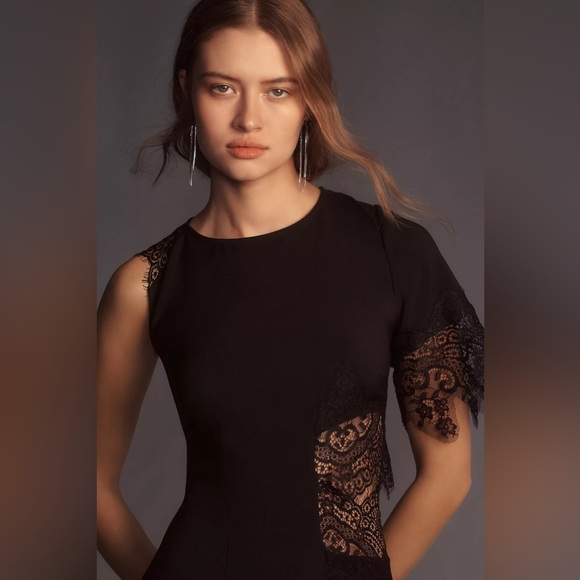 Anthropologie Hutch Asymmetrical Lace Mix Slip Dress - Picture 4 of 14